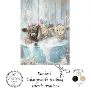 Decoupage Highland Kalveren in Bubble Bath Blue Tu Tissuepapier
