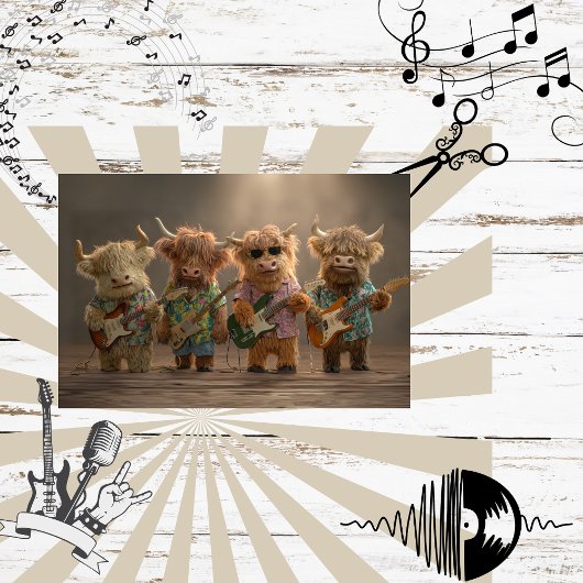 Decoupage Highland Koe Rock Band Tissuepapier