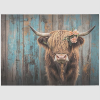 Decoupage Highland Koe Shaggy Fur Verweerde Omhein Tissuepapier