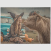 Decoupage Highland Koe & Witch Boerderij Scene Tissuepapier (Voorkant)