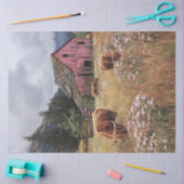Decoupage Highland Koeien Lush Fields Roze Schuur Tissuepapier (Craft)