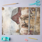 Decoupage Highland Koeien Sage Grass Red Barn Tissuepapier (Craft)