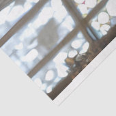 Decoupage Hippie Styled White Furry Cat Hip Boots Tissuepapier (Detail)