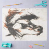 Decoupage Houtskool Rust Tekening Paard Stromende  Tissuepapier (Craft)