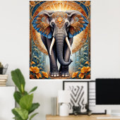 Decoupage - Indiase heilige olifant als icoon Poster (Thuiskantoor)