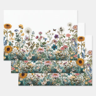 Decoupage Inpakken Landschap Wilde Bloemen Transfe Inpakpapier Vel