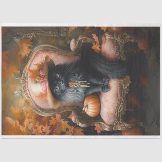 Decoupage  instellen Black Cat Herfst Seizoen Tissuepapier (Voorkant)
