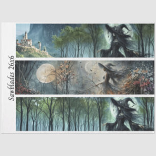 Decoupage Kasteel Heks Maneschijn Ontwerp Handzage Tissuepapier