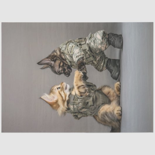 Decoupage Kat Hond Uniform Holding Paws Tissuepapier (Voorkant)