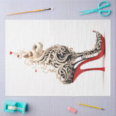 Decoupage kat verweven in rode hoge hak tissuepapier (Craft)