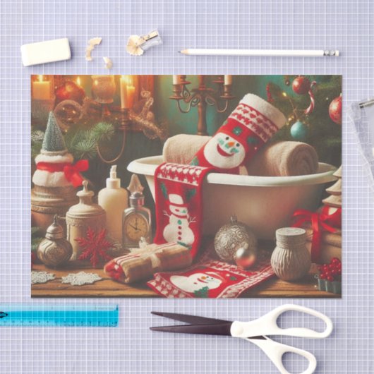 Decoupage kerst sneeuwman toiletpapier tissuepapier (Craft)