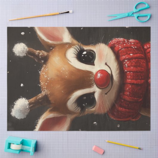 Decoupage Kerstfeest Rudolph Rendier Tissuepapier (Craft)