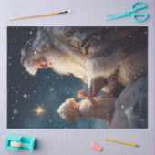 Decoupage Kerstman vertelt kleinkind over Jezus Tissuepapier (Craft)