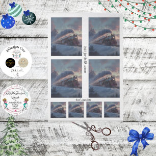 Decoupage Kersttrein Winterse Taferelen Ierland Tissuepapier