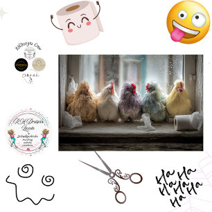 Decoupage Kippen Raam Bankje Tissue Humor Tissuepapier