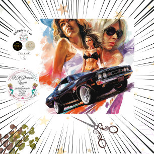Decoupage klassieke auto vintage poster tissuepapier
