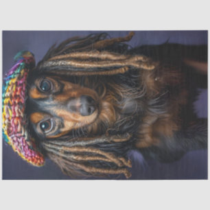 Decoupage Kleurrijke Teckel Dreadlock Gebreide Pet Tissuepapier