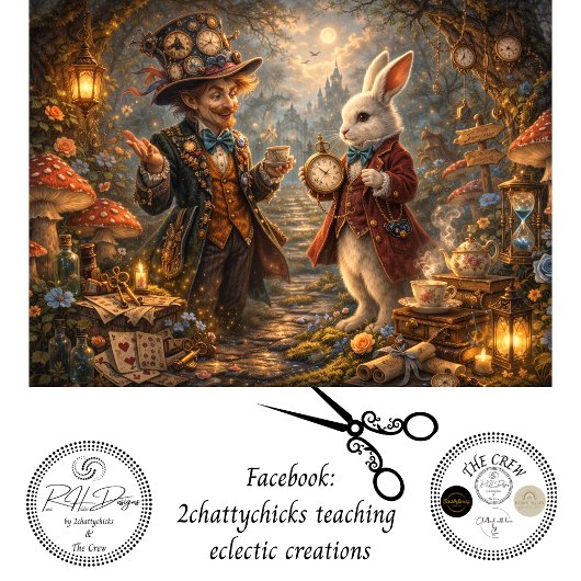 Decoupage Kneeling Woodland Timekeeper Rabbit Tissuepapier