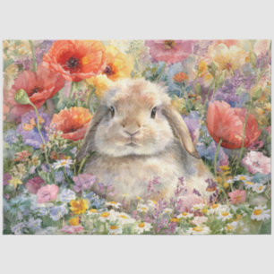 Decoupage Konijn in de Wilde Bloemen Tissuepapier