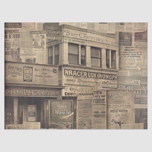 Decoupage Krantenpapier oude lettertypen vervaagd Tissuepapier (Voorkant)