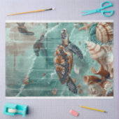 Decoupage kunst van Zee Turtle Tissuepapier (Craft)