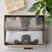 Decoupage Lady Sheriff in zwarte Westerne stijl Tissuepapier (Geschenk)