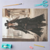 Decoupage Lady Sheriff in zwarte Westerne stijl Tissuepapier (Craft)