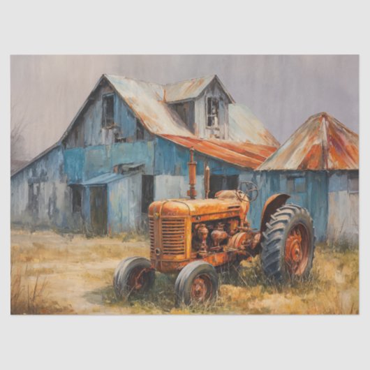 Decoupage Landelijk Boerderij Herfst Seizoen Tract Tissuepapier (Voorkant)