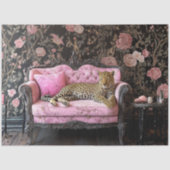 Decoupage Landscape Leopard Pink Sofa Floral Tissuepapier (Voorkant)