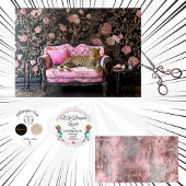 Decoupage Landscape Leopard Pink Sofa Floral Tissuepapier