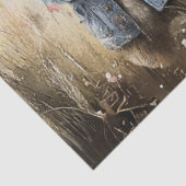 Decoupage Landschap Antropomorf Konijnenveld Tissuepapier (Detail)