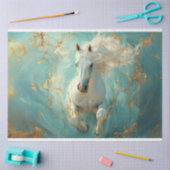 Decoupage Landschap Ethetisch Majestueus Wit Paard Tissuepapier (Craft)