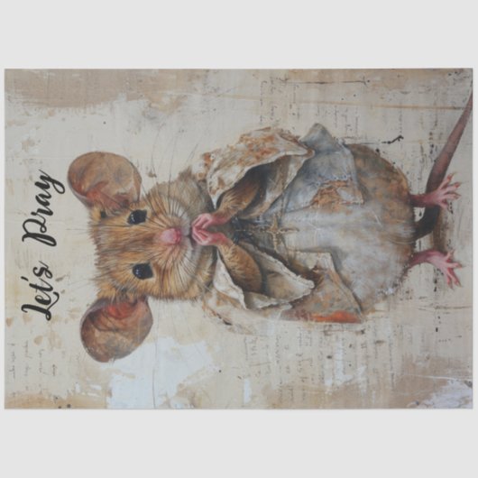Decoupage Laten we grunge muis bidden Tissuepapier (Voorkant)