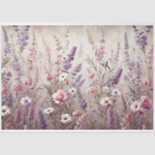 Decoupage Lavendel Wildflower Tissue Paper Tissuepapier (Voorkant)