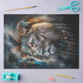 Decoupage Leeuw versierd Amerikaanse Indiaanse hoo Tissuepapier (Craft)