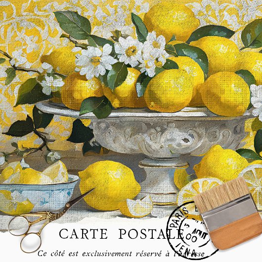 Decoupage Lemons Rustic Farmhouse Tissuepapier