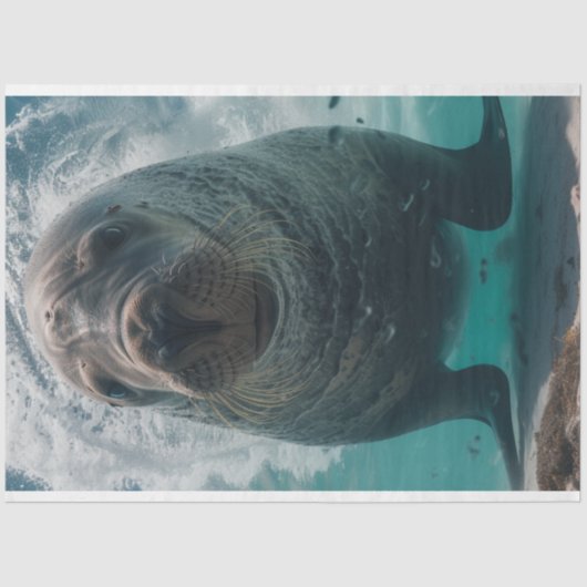 Decoupage Levendig Blauwgroen oceaanwater met Mana Tissuepapier (Voorkant)