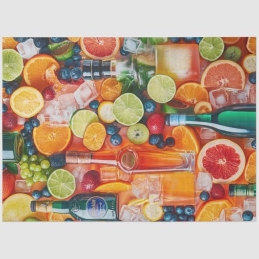 Decoupage Levendige Gekleurde Fruit & Drinken Bar  Tissuepapier (Voorkant)