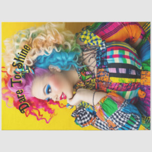 Decoupage Levendige Modieuze Vrouw Regenboog Kleur Tissuepapier