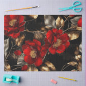 Decoupage Levendige Rode Bloemen Goud Zilveren Tri Tissuepapier (Craft)