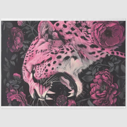 Decoupage Levendige Roze Zwart Gekleurde Cheetah Tissuepapier (Voorkant)