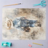 Decoupage Lil Cowboy in het veld Weglopen Tissuepapier (Craft)
