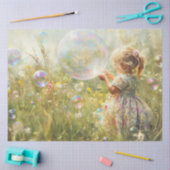 Decoupage Lil Girl Chasing Bubbles Field bij Bloem Tissuepapier (Craft)