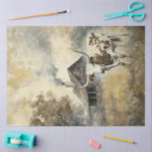 Decoupage Longhorn Houten Cabin in Field Tissuepapier (Craft)