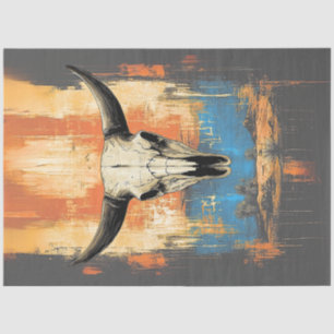 Decoupage LongHorn Steer Poster Sinaasappel, Blauw Tissuepapier