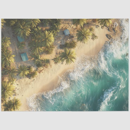 Decoupage Luchtfoto Hawaiian Beach Palmbomen Tissuepapier (Voorkant)