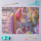 Decoupage magische tuin van roze paddestoelen tissuepapier (Craft)