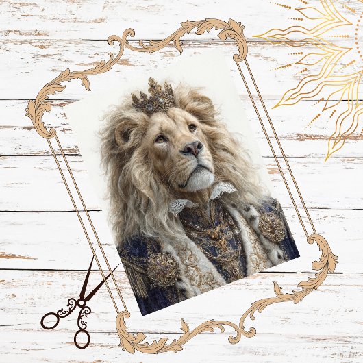 Decoupage Majestic Lion King Regal Design Jeweled Tissuepapier