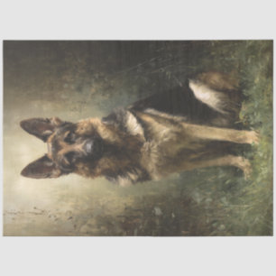 Decoupage Majestueuze Duitse herder poseren portre Tissuepapier