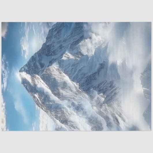Decoupage Majestueuze Zwitserse Alpen Sneeuwbergen Tissuepapier (Voorkant)